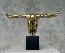 Large bronze statue on custom stand