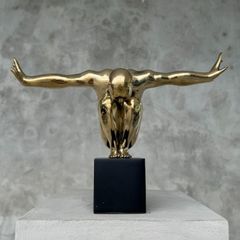 Large bronze statue on custom stand