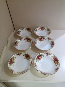 6 x 16cm / 6" CEREAL / DESSERT BOWLS Royal Albert Old Country Roses Bone China