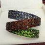 Silver Sterling Silver Statement Ring: Chrome Diopside, Garnet & Tanzanite Image 3