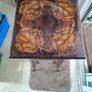 Antique Art Nouveau Table features intricate Pyrogravure Poker Work design around 1900 and arched supports Image 2