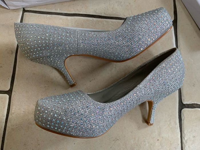 Truffle Silver Mesh Diamond Heels 8uk