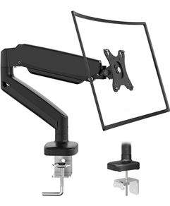 Single Monitor Arm for 13-32Screens, Ergonomic Height Adjustable Gas Spring Monitor Arm Bracket, VESA 75/100mm, 2 Mounting Options, Weight 1 kg to 6 kg
