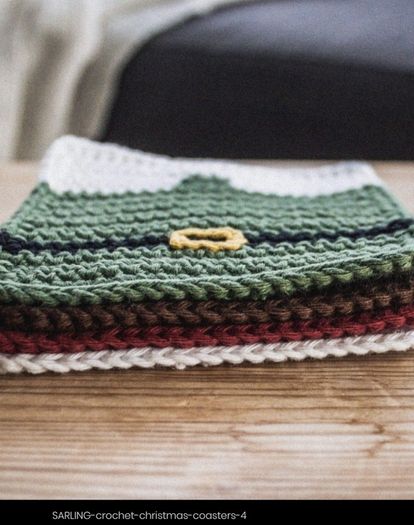 Hand Knitted Christmas Coasters