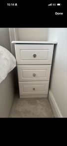 White sturdy bedside lockers x2