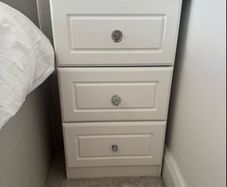 White sturdy bedside lockers x2