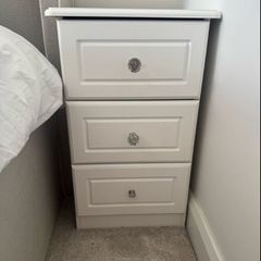 White sturdy bedside lockers x2