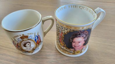 Pair of Queen Elizabeth II Commemorative Mugs