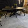 kitchen table. Modern Dining Table 2m x 1m Steel Base & Glass Top Image 2