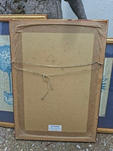 Nice set of 3 Vintage Botanical prints on woven Linen