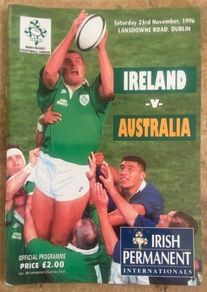 Very Rare 1996 Ireland v Australia - November International Programme