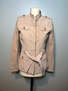 Atmosphere Ladies Beige Leather Jacket Size 8