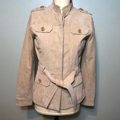 Atmosphere Ladies Beige Leather Jacket Size 8