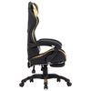 Racing Chair with Footrest Gold and Black Faux Leather