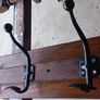 Oak and Iron Antique Coat Hang set of 4 hooks Original to go on the wall or back of door very solid Image 2