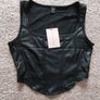 Antonella SHEIN BAE Square Neck Asymmetrical Hem PU Tank Top  Black, Size S Image 8