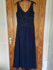 Ariella London beaded maxi dress navy 10