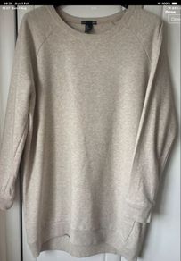 sweatshirt H&M long sweatshirt 100% cotton curved based size medium beige