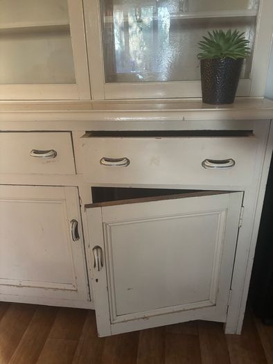 Solid wood painted sideboard with glass doors