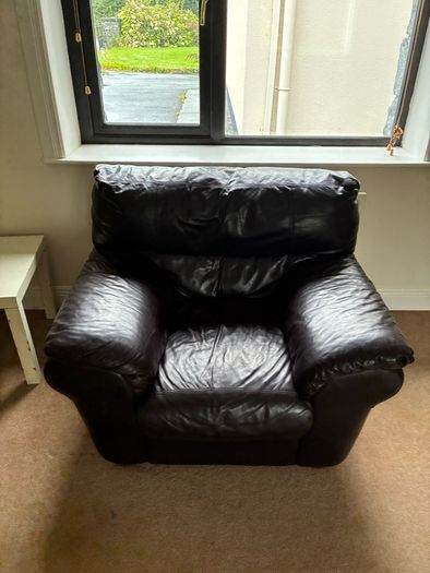 Sofa- 3 seater, 2 seater & 1 seater brown leather sofas