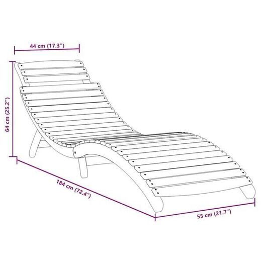 Sun Lounger Grey Solid Wood Acacia Grey
