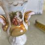 Vintage Victorian White Vases/Urns with Boucher Design Outlined in Gold set of 2 Image 4