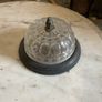 Old brass mounted glass ceiling light in a low profile Image 2