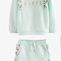 Ted Baker girls mint floral sweatshirt & matching shorts Age 3-4 BNWT