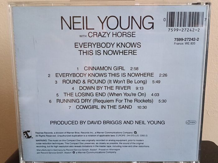 Neil Young Everybody Knows This is Knowhere CD Album