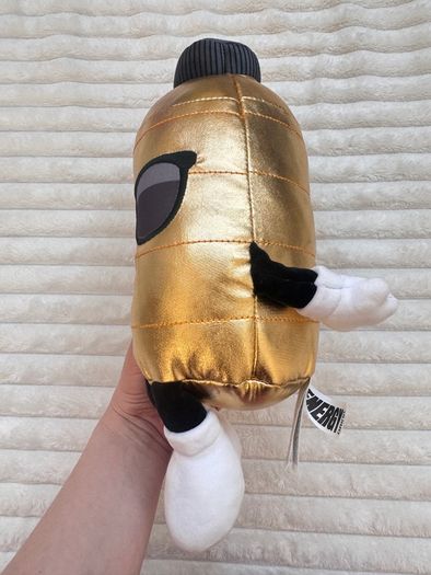 Gold Energy Drink Metallic Plush approx. 30 cm. Used Please see photos