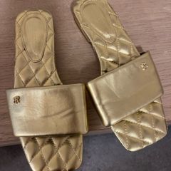 River Island Gold Flip Flops
