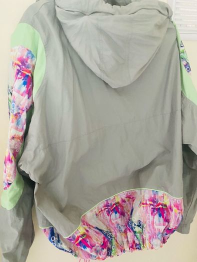 Helen Steele grey and floral Jacket with hood that folds into the collar