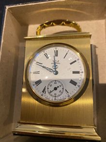 Astral Balmoral brass miniature clock with original box