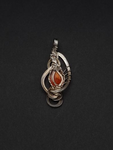 Vintage 925 Sterling Silver & Carnelian Artisan Pendant