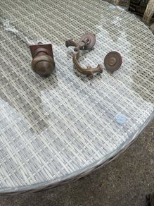Vintage brass door knocker and knob
