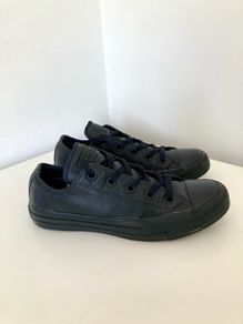 Unisex black real leather Converse, uk4/36.6