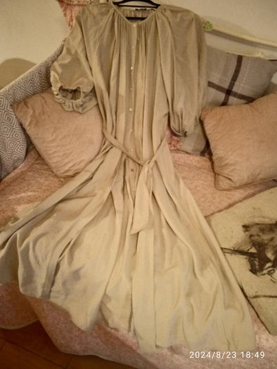 & Other Stories long shirt dress with puff sleeves