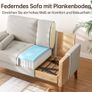 2-seater sofa, 121 cm, modern 2-seater couch with 2 throw cushions, small fabric sofa with armrests, buttoned seat cushions, guest sofa for living room/apartment/office, beige-grey Image 6