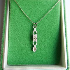 Vintage Sterling Silver 925 Welsh Daffodil Love Spoon Necklace, Heart Love Spoon Pendant