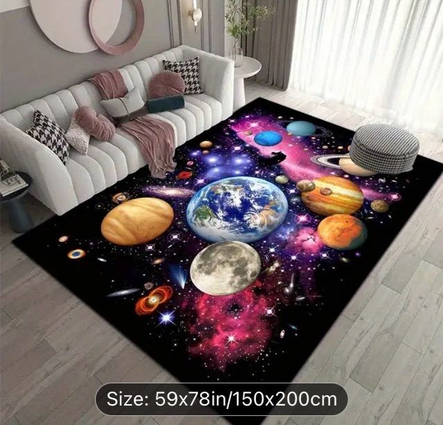 Space planets themed rug free postage