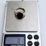 Vintage Heavy 9ct Yellow Gold Gents Black Stone Ring Image 10