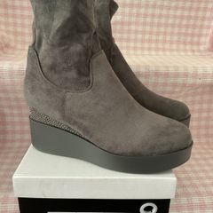 boots grey suede effect wedge sock boots size 41