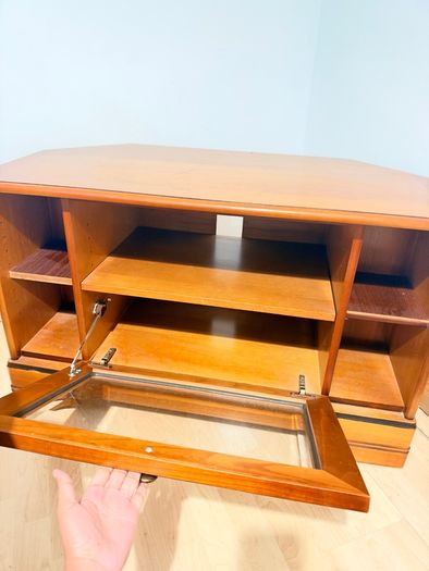 Wooden TV stand with glass door