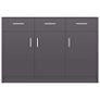 Sideboard High Gloss Grey 110x34x75 cm Chipboard Image 4