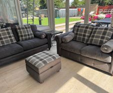 Grey 3-Seater & 2-Seater sofas & Marble Coffee & Lamp tables & Ottoman