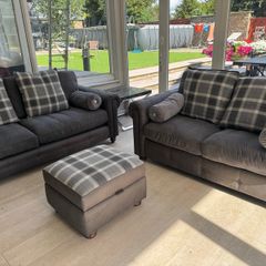 Grey 3-Seater & 2-Seater sofas & Marble Coffee & Lamp tables & Ottoman