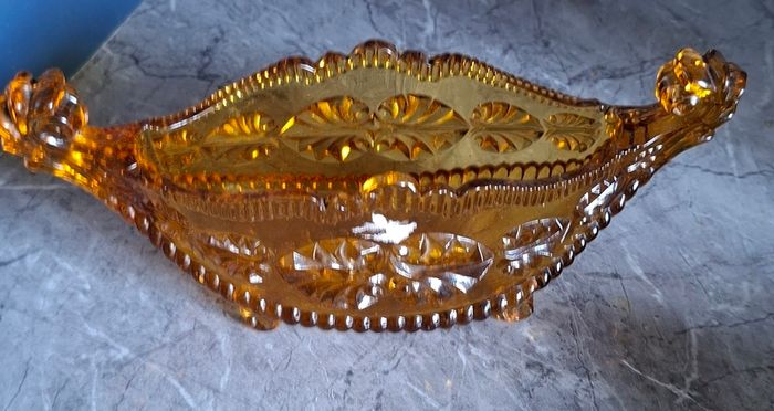 Vintage amber banana bowl