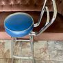Mid 1959s Art Deco Inspired Chrome Bar Stool with Original Seat Top Image 6