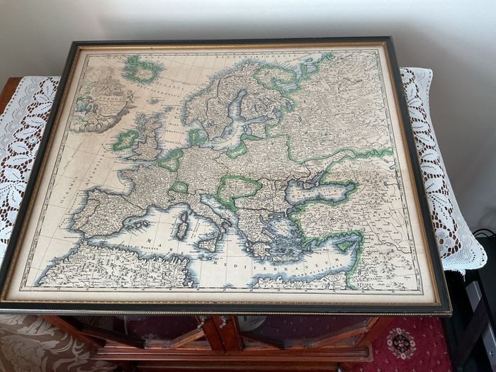 Antique map of Europe in vintage frame