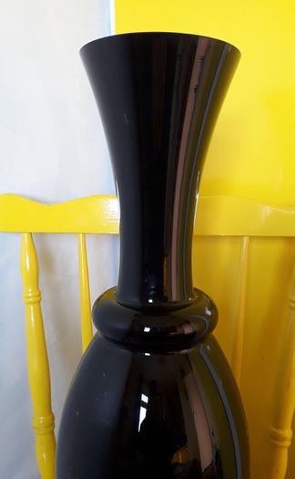 Large Tall -  Black Glass Vase